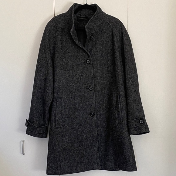 Jones New York Charcoal Trench Coat Womens Mid Length Relaxed Button Up 1X - Picture 2 of 9